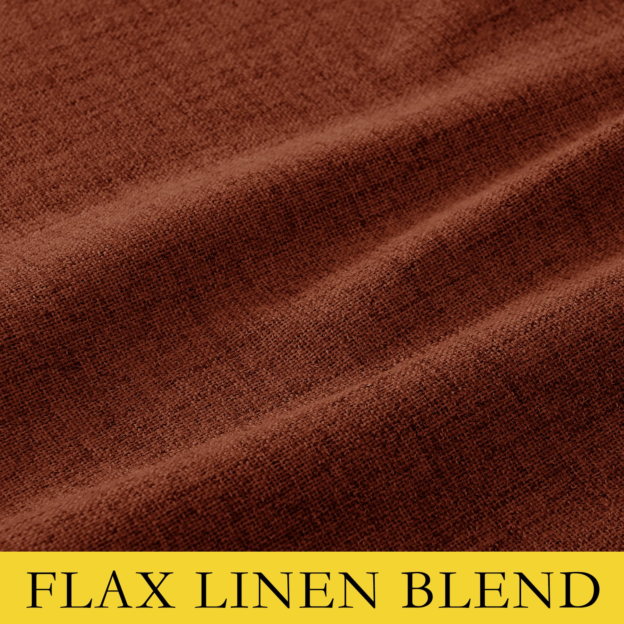 NICETOWN 100% Absolutely Blackout Linen Curtains with Thermal Insulated Liner, 62" Wide, 2 Panels, 63" Long Drapes, Grommet Retro Burnt Orange Linen Curtains Vertical Drapes Privacy for Kitchen