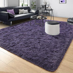 Tepook 4x6 Area Rugs for Living Room, Soft Fluffy Shag Gray Purple Rug for Bedroom Nursery, Modern Shaggy Plush Upgraded Non-Slip Carpet for Girls Boys Kids Room Dorm Home Decor