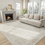 5x8 Area Rugs for Living Room Washable Rug: Anti-Skid Abstract Modern Living Room Rug Soft Thin Carpets Indoor Floor Non-Shedding Carpet for Bedroom Dining Farmhouse Nursery Beige White