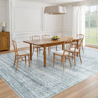 8x10 Area Rugs Living Room: Washable Large Neutral Soft Rug Farmhouse Stain Resistant Indoor Non-Slip Floor Carpet for Bedroom Nursery Kids Playroom Office Dining Room Dorm- Blue