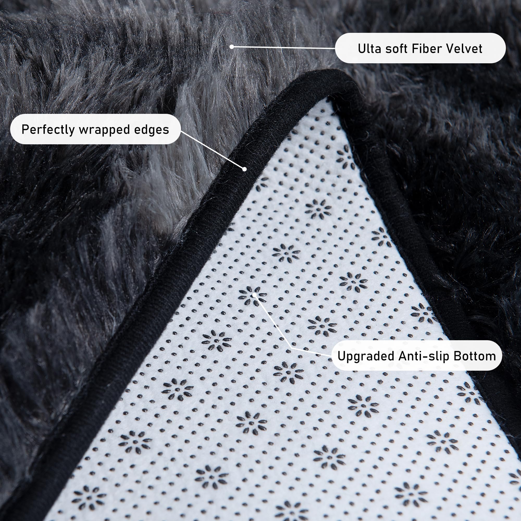 Quntue Rugs for Living Room 5x7, Soft Shaggy Modern Shag Area Rug for Bedroom, Upgrade Non-Slip Plush Fluffy Carpet for Kids Boys Girls Room Home Decor Aesthetic, Dark Grey