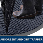 Smiry Half Circle Front Door Mat Outside Entrance, Heavy Duty Sturdy Natural Rubber Doormat, Trap Dirt and Moisture, Low Profile Mats for Indoor Outdoor Entry, Irregular Triangle (47x32, Navy Blue)