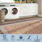 Washable 2.5x10 Kitchen Runner Rug, Easy Clean Geometri Rugs for Hallway Entryway, Indoor Outdoor Non Slip Rug Farmhouse Morden Carpet Door Mat Area Rug for Laundry Room Dark Brown