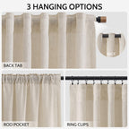 Nanspring Cream Beige Linen Curtains 84 Inches Long for Living Room Light Filtering Semi Sheer Curtain Back Tab Modern Farmhouse Decor Elegant Luxury Coastal Drapes for Bedroom Office 52x84,2 Panels