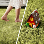 junhejiamei Fluffy Rug Shag Area Rug,Grass Green 3x5 Area Rugs for Bedroom