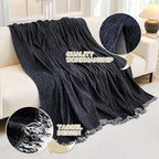 MYSKY HOME Couch Cover for Dogs Washable Couch Covers Couch Covers for Sofa Couch Cover 2 Cushion Sofa Non Slip Dogs Furniture Protector with Tassels Chenille Sofa Covers for Pet, 71"x102", Navy Blue