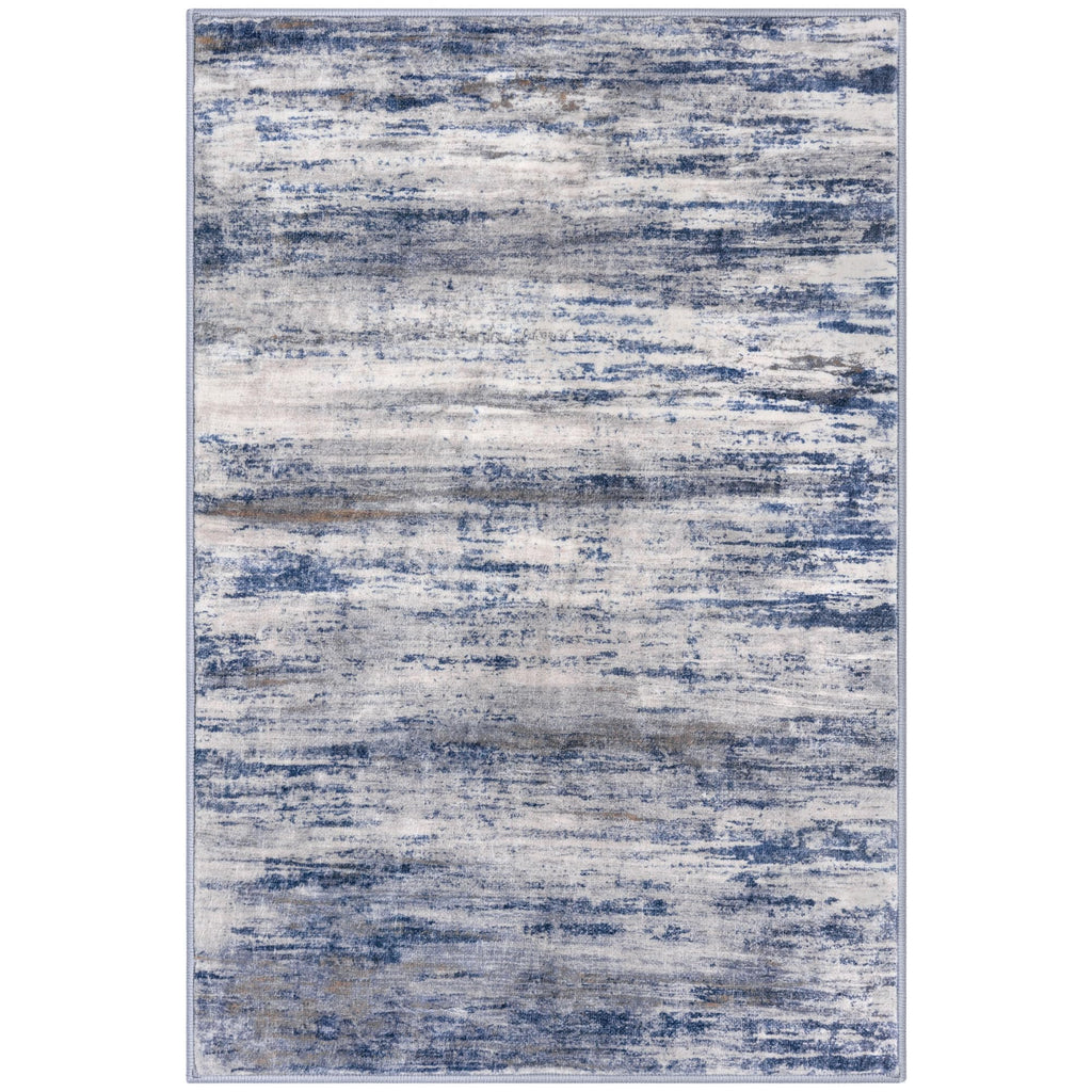 KOZYFLY Abstract Rugs for Entryway 2x3 Washable Small Area Rug Grey-Blue