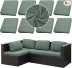Outdoor Cushion Covers Set,8PCS Patio Furniture Couch Seat Slipcovers, Replacement for Sofa Sectional Chair(Cover，Only)