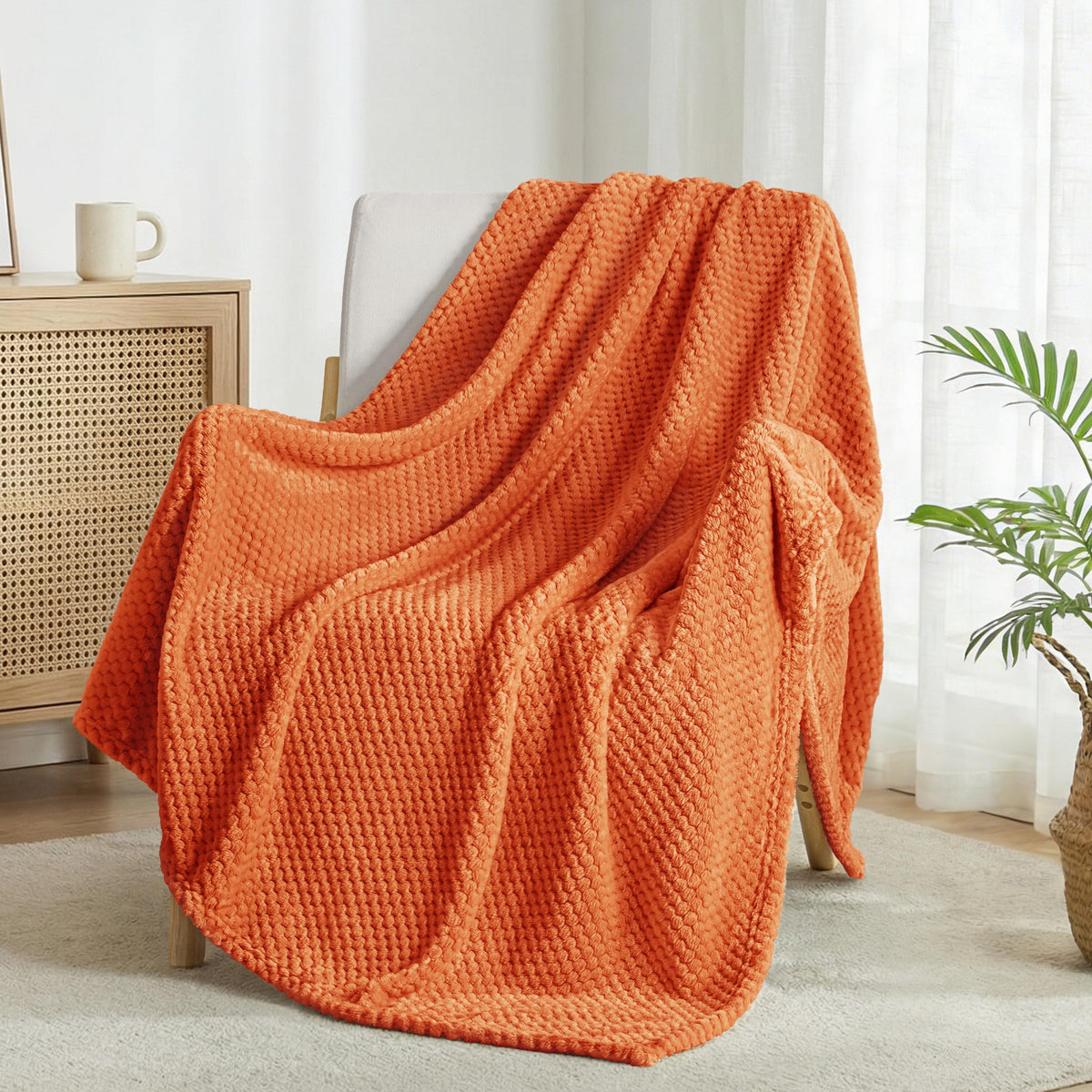 Exclusivo Mezcla Soft Waffle Fleece Bed Blanket Twin Size, Pink