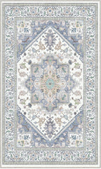 OPPODREAM Soft Area Rugs 3x5, Washable Rugs with Non Slip Backing, Low-Pile Throw 3x5 Carpet, Faux Cashmere 3 x 5 Carpet, Purple & Green & Cream