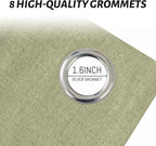 Yakamok Sage Green Linen Curtains 100% Blackout 72 Inches Long,Room Darkening Textured Curtains for Living Room Thermal Grommet Bedroom Curtain 2 Panels with Greyish White Liner