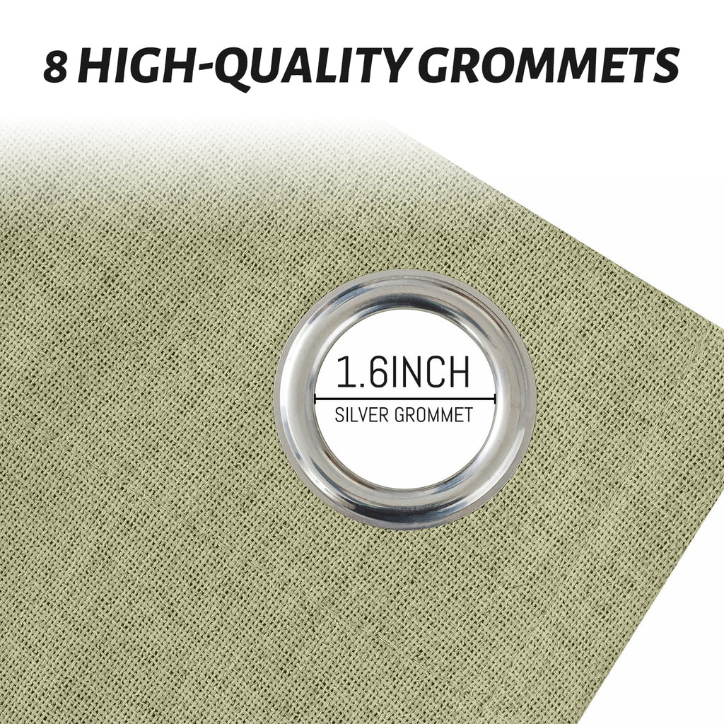 Yakamok Sage Linen Textured Curtains 63 Inches Long for Living Room
