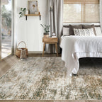 XLUEZ 5x7 Area Rugs for Living Room, Washable Modern Abstract Large Area Rug Neutral Soft Non Slip Kids Rug Stain Resistant Indoor Carpet for Bedroom Nursery Dining Room Playroom(Brown, 5'x7')