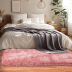 Quntue Runner Rugs for Bedroom 2x6 Rug Runners for Hallways Non Slip Soft Shag Bedside Rug, Fluffy Area Rug Throw Rugs for Living Room, Floor Carpet Runner for Nursery Kids Dorm, Blush
