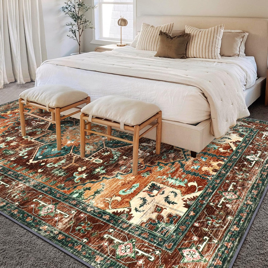 Yamaziot 9x12 Large Area Rug, Non-Slip Washable Boho Living Room Rug