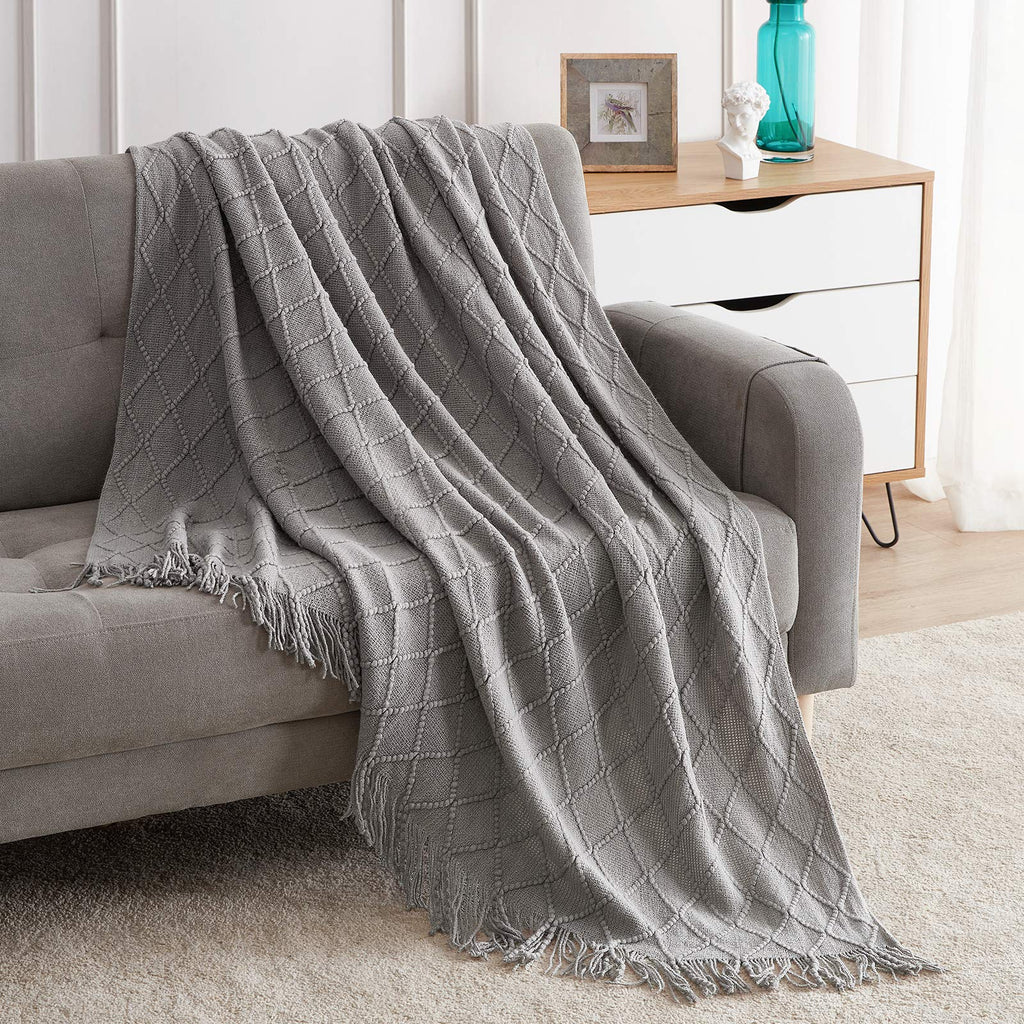 BOURINA Green Throw Blanket 50x60 Inch Boho Knitted Soft Throw Sofa Blanket