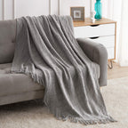 BOURINA Green Throw Blanket 50x60 Inch Boho Knitted Soft Throw Sofa Blanket
