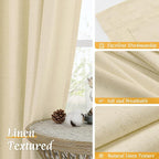 LAMIT Beige Linen Curtains 63 Inch for Bedroom, Light Filtering Neutral Faux Linen Privacy Curtains Rod Pocket Living Room Panels for Small Window, 2 Panels, 52 x 63 Inch, Beige