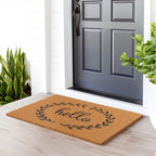 Barnyard Designs Natural Coco Coir Non-Slip Doormat (24x36, Hello Wreath)