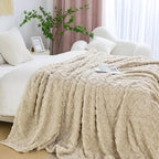Aganear Blanket Queen Size - Fuzzy Cozy Soft Blanket for Couch, Sofa, Bed, Office, Decorative Present for All Seasons, Portable Throw Blankets for Couch, Sofa, Bed(90"x90", Khaki)