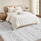 Nakagishi 9x12 Area Rug Living Room: Washable Boho Large Neutral Soft Farmhouse Modern Rugs Stain Resistant Moroccan Non-Slip Indoor Carpet for Bedroom Nursery Kids Office Dining Room- Dark Grey