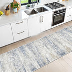 Long Rugs Runner - Washable Runner Rugs for Hallway 2x10, Ultra-Thin Soft Kitchen Carpet Runner, Anti Slip Backing Runner Rugs for Entrance, Bedroom, Living Room(2'x10', Blue/Brown/Ivory)