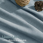 Light Blue Linen Curtains 90 Inch Long 2 Panels Set for Bedroom Living Room Soft Linen Textured Window Drapes Semi Sheer Light Filtering Rod Pocket Back Tab Cotton Textured Farmhouse Curtain 52x90