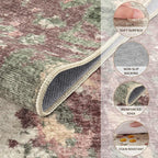 UERMEI 5x7 Area Rug Living Room Rugs - Washable Neutral Modern Abstract Soft Thin Rug Indoor Floor No Slip Rug Carpet for Bedroom Under Dining Table Home Office Decor - Purple/Green/Beige