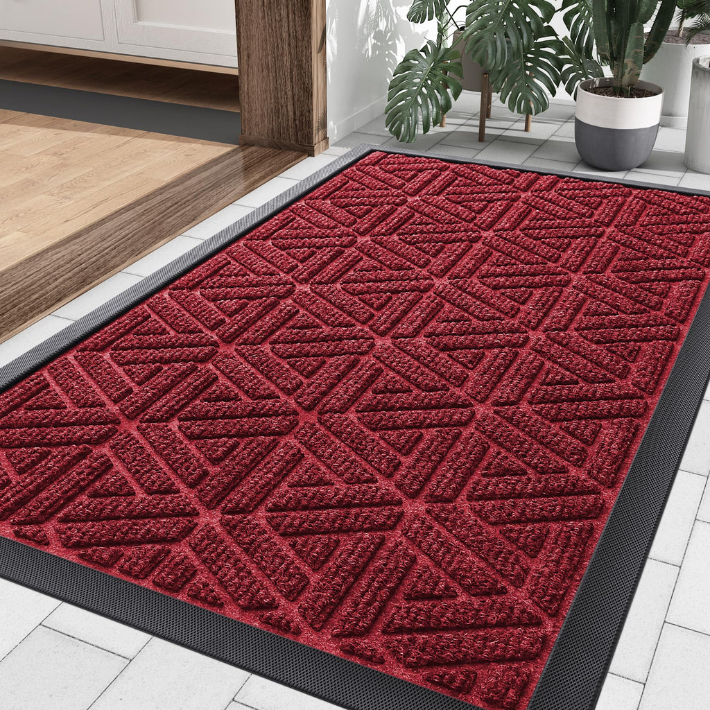 Smiry Front Door Mat Outside Entrance, Low Profile Rubber Doormat, 29.5x17