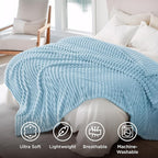 Bedsure GentleSoft Blue Fleece Blanket for Couch - Cozy Soft Blankets for Women, Cute Small Throws for Girls, Light Blue, 108x90 Inches