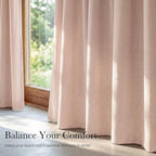 NICETOWN 100% Absolutely Blackout Linen Curtains for Bedroom Living Room, Blush Pink, 52" Wide, 2 Pieces, Privacy Vertical Thermal Insulated Window Drapes 84 inch Long for Infants and Young Children