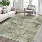 Area Rug 6x9 Abstract Living Room Washable Rugs Green Black Non Slip Low Pile Carpet for Bedroom Dining Room Foldable Thin