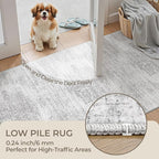 2x12 Runner Rug, Long Hallway Rugs for Dining Room, Living Room, Bedroom, Machine Washable Kitchen Carpet Runner with Rubber Backing, Soft Low Pile Indoor Rug(2'x12', Light Grey/White)