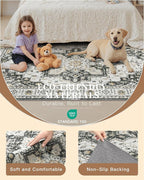 Madane Runner Rug 2x8, Washable Hallway Runner Rugs, Non-Slip Low-Pile Soft Kitchen Rug Runner Laundry Room Rug, Vintage Throw Entry Foyer Mat for Entrance Living Room (Black, 2 x 8)