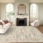 Soalmost 9x12 Area Rugs for Living Room Washable Rug Non-Slip Brown/Pink