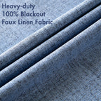 MIULEE 100% Blackout Linen Curtains for Bedroom 52x120 Inches Stone Blue