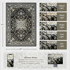 6x9 Area Rugs Living Room Rug: Washable Vintage Boho Medallion Rug No Slip Stain Resistant Soft Carpet Indoor Large Carpets for Bedroom Dining Room Farmhouse Nursery Hallway Home Office Black Gold