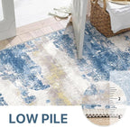 BEIMO Area Rugs 9x12 for Living Room Bedroom, Large Modern Abstract Machine Washable Soft Blue Cream Rug, Floor Carpet with Non Slip Backing for Dining Room