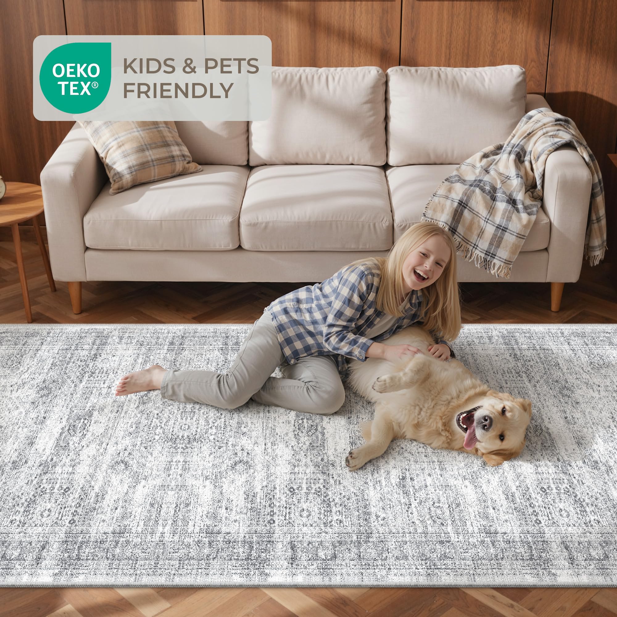 Restydon 2x12 Runner Rug Non Slip,Washable Hallway Runner Rug,Grey