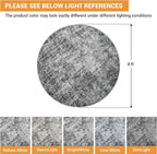 Round Rug 8ft Circle Rug Washable: Carpet Circular Area Rug for Entryway Kitchen Bedroom Dining Room Living Room Large 8 Feet Abstract College Dorm Non Slip Low Pile Black Grey