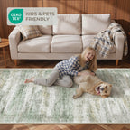Restydon 2x10 Runner Rug Non Slip,Washable Hallway Runner Rug,Green