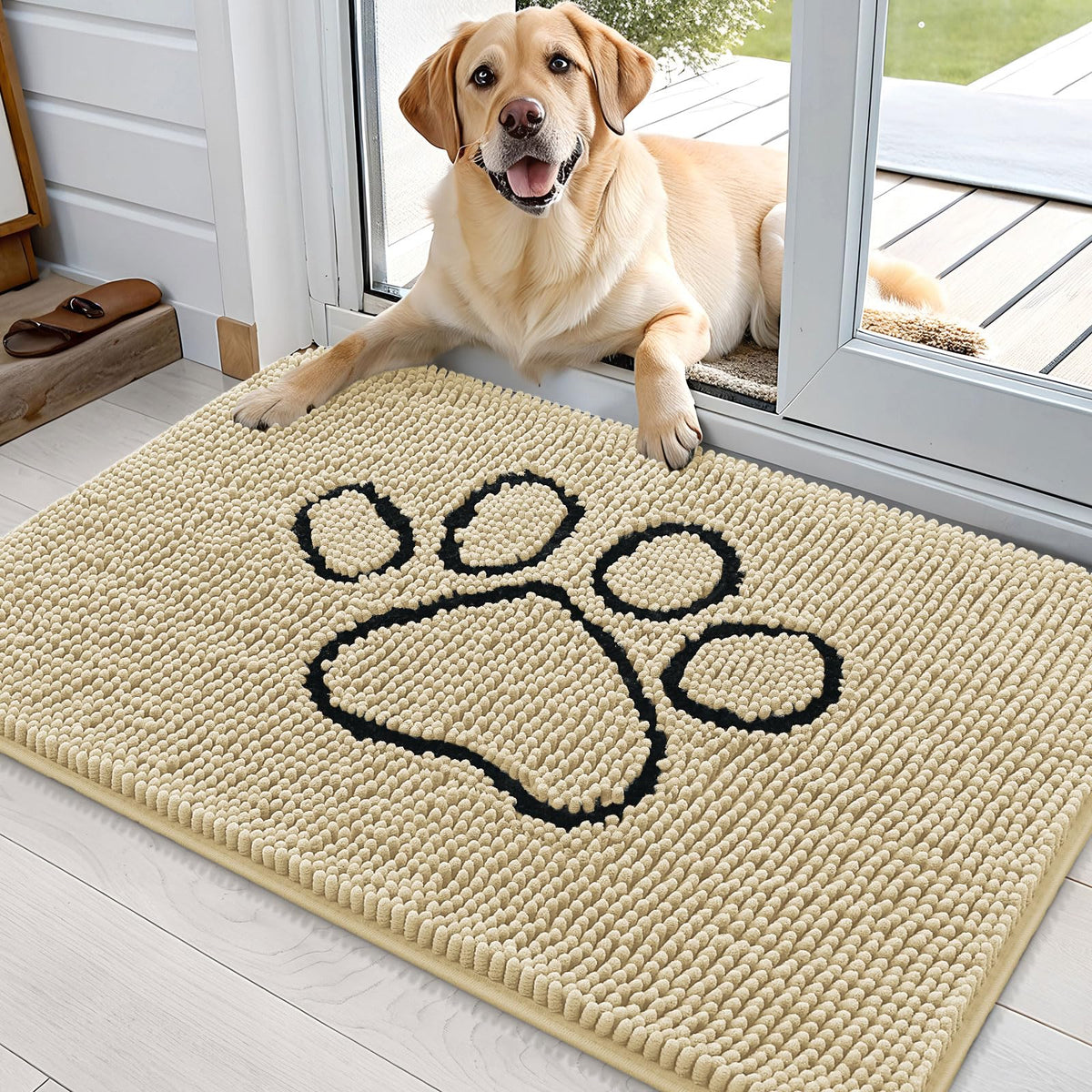 OLANLY Dog Door Mat for Muddy Paws 36x24, Super Absorbent Chenille Mud Mat