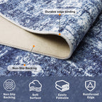 8x10 Washable Area Rug for Living Room Bedroom: Non-Slip Modern Navy Blue