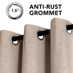 H.VERSAILTEX Linen Curtains 100% Blackout Curtains for Bedroom 102 inch Long Full Light Blocking Nature Linen Blended Window Curtains for Living Room Nickel Grommet (2 Panels, Heathered Sand)