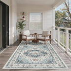 Madane Hallway Runner Rug 4x8 Wide: Washable Thin Runners for Hallways Entry, Non Slip Soft Vintage Kitchen Rugs Low Pile Carpet Runners for Living Room Bedroom Dining Room Foyer (Blue, 4x8)