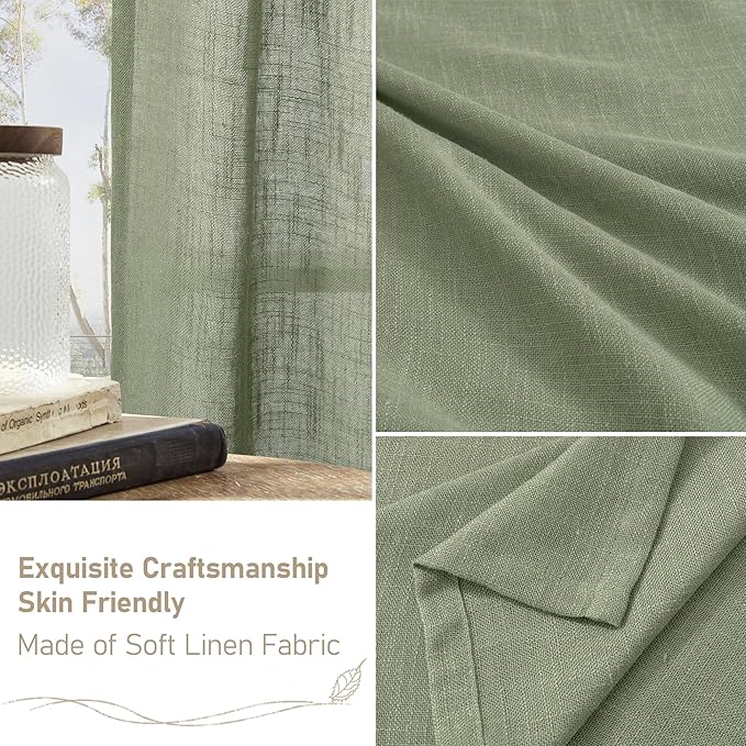 LAMIT Short Linen Window Curtains 30 Inches Long 2 Panels 34 x 30 Inch