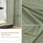 LAMIT Semi Sheer Linen Curtains 45 Inches Long 2 Panels for Small Window