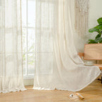 LAMIT Short Kitchen Linen Curtains 24 Inch Length for Small Windows