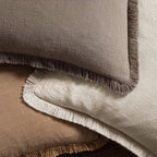 MIULEE Decorative Throw Pillow Covers Neutral Linen Fringe Throw Pillows Euro Shams Set of 2 Natural Coffee Boho Farmhouse Cushion Covers for Couch Sofa Bed Living Room Spring Home Decor 24x24 Inch