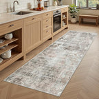 Soalmost Abstratc Runner Rug 2x5 Washable Kitchen Entry Runners Pink/Grey
